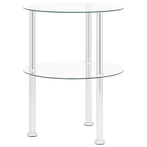 NNEVL 2-Tier Side Table Transparent 38 cm Tempered Glass