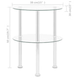 NNEVL 2-Tier Side Table Transparent 38 cm Tempered Glass