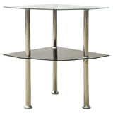 NNEVL 2-Tier Side Table Transparent & Black 38x38x50cm Tempered Glass