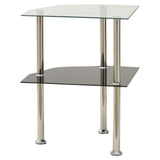 NNEVL 2-Tier Side Table Transparent & Black 38x38x50cm Tempered Glass