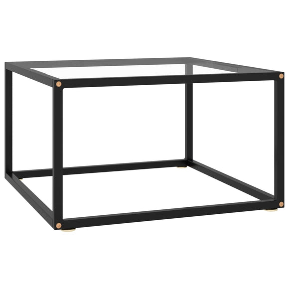NNEVL Coffee Table Black with Tempered Glass 60x60x35 cm