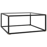 NNEVL Coffee Table Black with Tempered Glass 80x80x35 cm