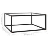 NNEVL Coffee Table Black with Tempered Glass 80x80x35 cm