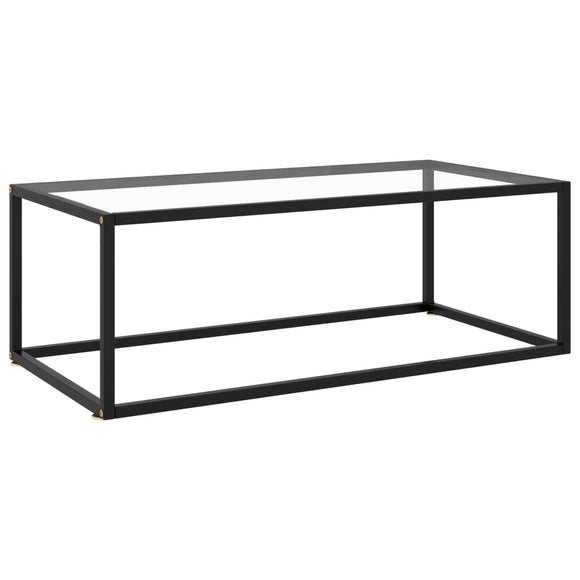 NNEVL Coffee Table Black with Tempered Glass 100x50x35 cm