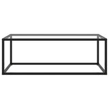 NNEVL Coffee Table Black with Tempered Glass 100x50x35 cm