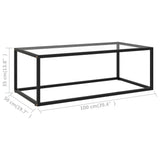 NNEVL Coffee Table Black with Tempered Glass 100x50x35 cm