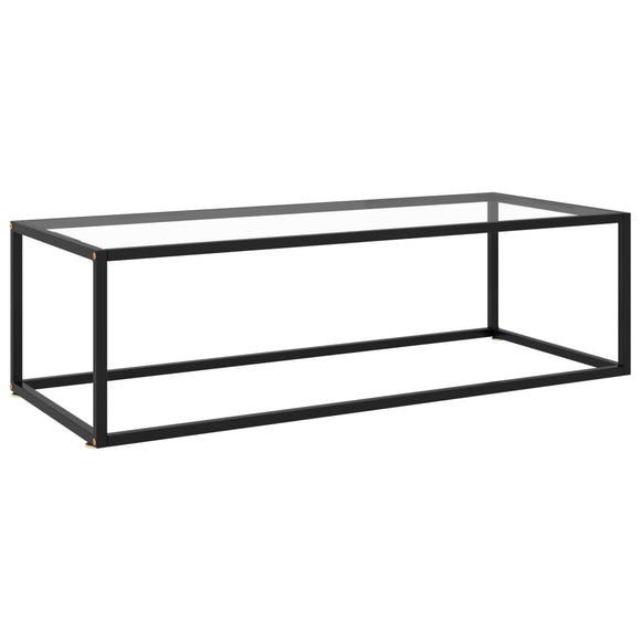 NNEVL Coffee Table Black with Tempered Glass 120x50x35 cm