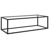 NNEVL Coffee Table Black with Tempered Glass 120x50x35 cm