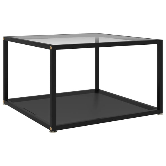 NNEVL Coffee Table Transparent and Black 60x60x35 cm Tempered Glass