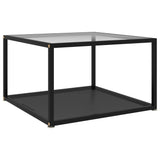 NNEVL Coffee Table Transparent and Black 60x60x35 cm Tempered Glass