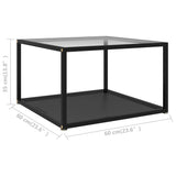 NNEVL Coffee Table Transparent and Black 60x60x35 cm Tempered Glass