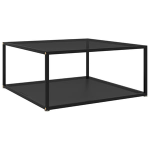 NNEVL Coffee Table Black 80x80x35 cm Tempered Glass