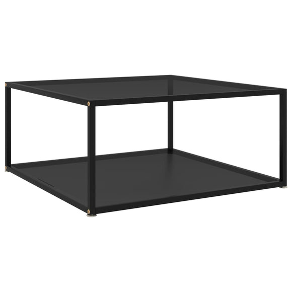 NNEVL Coffee Table Black 80x80x35 cm Tempered Glass