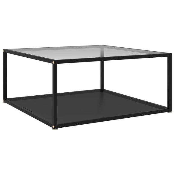 NNEVL Coffee Table Transparent and Black 80x80x35 cm Tempered Glass