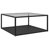 NNEVL Coffee Table Transparent and Black 80x80x35 cm Tempered Glass