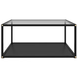 NNEVL Coffee Table Transparent and Black 80x80x35 cm Tempered Glass