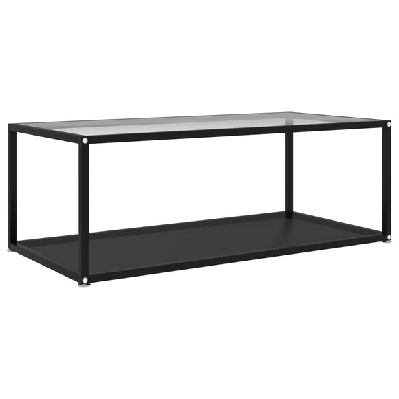 NNEVL Coffee Table Transparent and Black 100x50x35 cm Tempered Glass