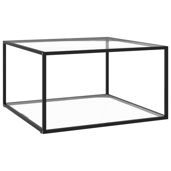 NNEVL Coffee Table Black with Tempered Glass 90x90x50 cm