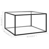 NNEVL Coffee Table Black with Tempered Glass 90x90x50 cm
