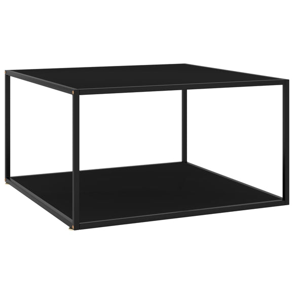 NNEVL Coffee Table Black with Black Glass 90x90x50 cm