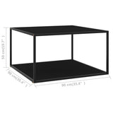 NNEVL Coffee Table Black with Black Glass 90x90x50 cm