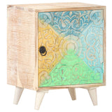NNEVL Carved Bedside Cabinet 40x30x50 cm Solid Acacia Wood