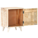 NNEVL Carved Bedside Cabinet 40x30x50 cm Solid Acacia Wood