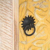 NNEVL Carved Bedside Cabinet 40x30x50 cm Solid Acacia Wood