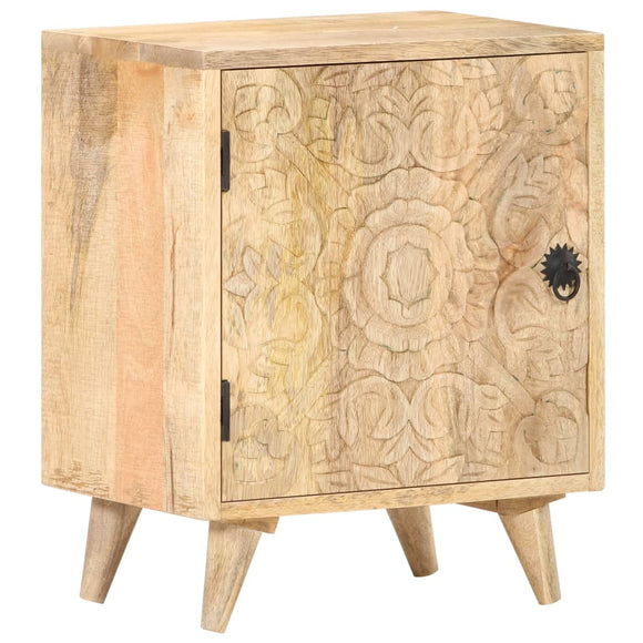 NNEVL Carved Bedside Cabinet 40x30x50 cm Solid Mango Wood