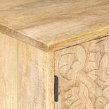 NNEVL Carved Bedside Cabinet 40x30x50 cm Solid Mango Wood