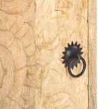 NNEVL Carved Bedside Cabinet 40x30x50 cm Solid Mango Wood