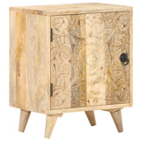 NNEVL Carved Bedside Cabinet 40x30x50 cm Solid Mango Wood