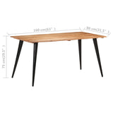 NNEVL Dining Table with Live Edges 160x80x75 cm Solid Acacia Wood