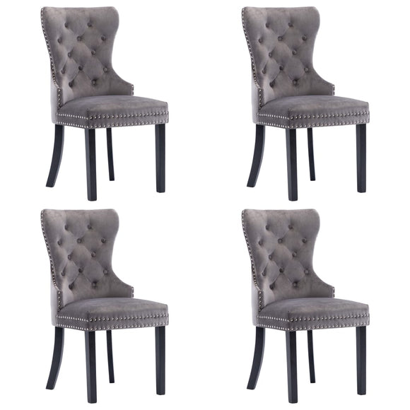 NNEVL Dining Chairs 4 pcs Grey Velvet