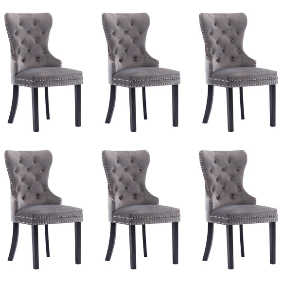 NNEVL Dining Chairs 6 pcs Grey Velvet