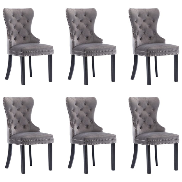NNEVL Dining Chairs 6 pcs Grey Velvet