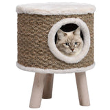 NNEVL Cat House with Wooden Legs 41 cm Seagrass