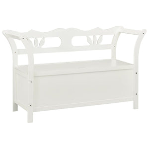 NNEVL Storage Bench 126 cm White Solid Fir Wood