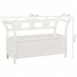 NNEVL Storage Bench 126 cm White Solid Fir Wood