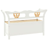 NNEVL Storage Bench 126 cm White and Light Wood Solid Fir Wood