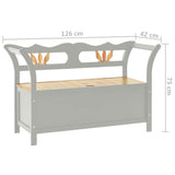 NNEVL Storage Bench 126 cm Grey Solid Fir Wood