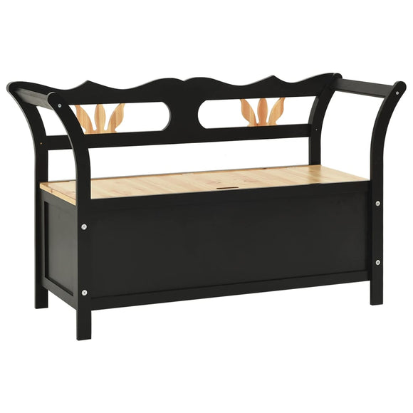 NNEVL Storage Bench 126 cm Black Solid Fir Wood