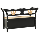 NNEVL Storage Bench 126 cm Black Solid Fir Wood