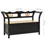 NNEVL Storage Bench 126 cm Black Solid Fir Wood