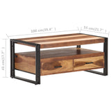 NNEVL Coffee Table 100x55x45cm Solid Acacia Wood with Sheesham Finish