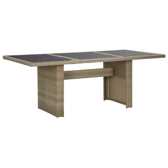 NNEVL Garden Dining Table Brown 200x100x74 cm Glass and Poly Rattan