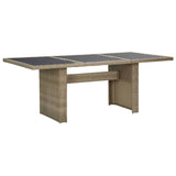 NNEVL Garden Dining Table Brown 200x100x74 cm Glass and Poly Rattan