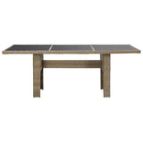 NNEVL Garden Dining Table Brown 200x100x74 cm Glass and Poly Rattan