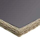NNEVL Garden Dining Table Brown 200x100x74 cm Glass and Poly Rattan