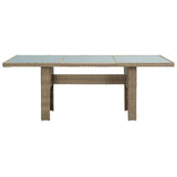 NNEVL Garden Dining Table Brown 200x100x74 cm Glass and Poly Rattan